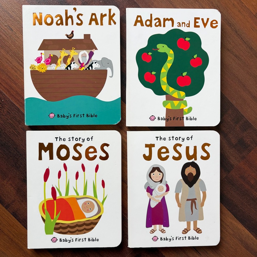 Priddy Books Baby's First Bible 4 Board Book Set Noah‎ Moses Jesus Adam Eve 2019